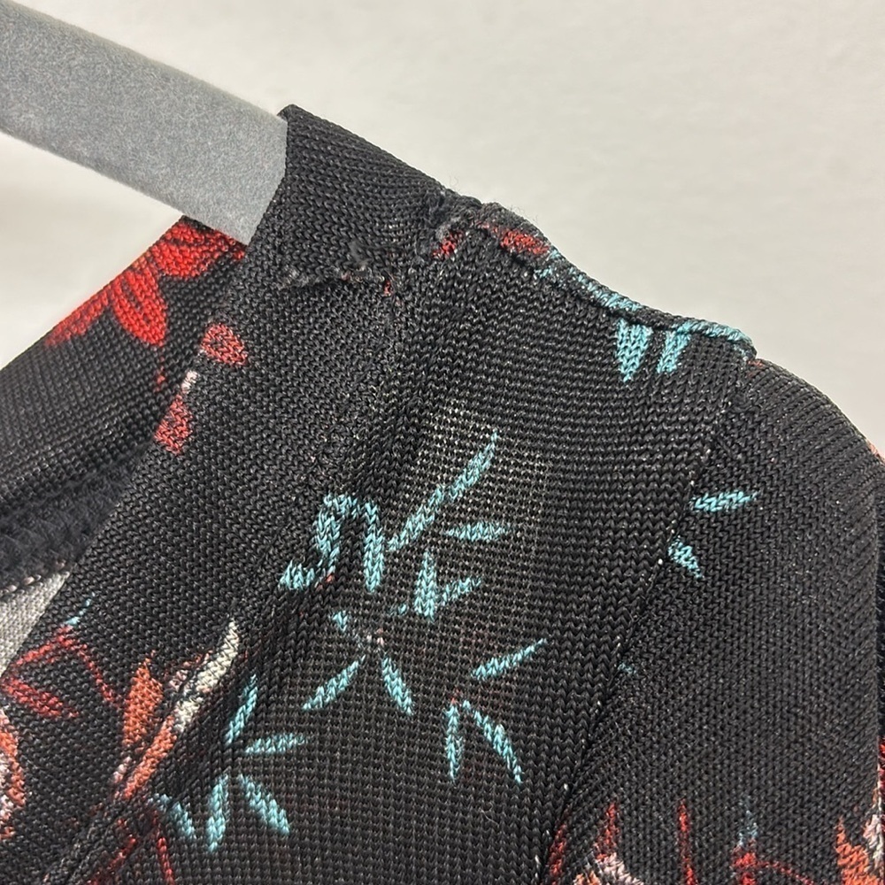 Free People Dock Street Black and Red Floral Top Shirt fall florals ruffles - Picture 7 of 10